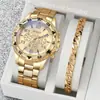 Comercio Exterior Transfronterizo Popular Reloj para Hombre Correa de Acero Reloj de Cuarzo Falso Tres Ojos Luz Azul Esfera Grande Moda de Negocios Reloj para Hombre