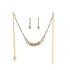 Conjunto de Duas Peças de Novas Joias de Corrente com Garras de Strass para Crianças Brincos Colar Joias Atacado