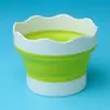 Venta al por mayor de fábrica con compartimento cubo plegable pintura artística portátil contenedor para lavar pinceles acuarela gouache cubo de color de silicona