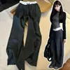 Pantalones Casuales de Cuadros de Cintura Baja Estilo Americano Nuevo de Verano 2026 para Mujer, Pantalones Casuales Rectos Deportivos de Pierna Ancha
