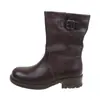 Botines de moda para mujer con plataforma gruesa, tacón grueso y punta redonda, nuevo estilo 2026, botas elegantes y estilizadas hasta la mitad de la pantorrilla, versátiles con hebilla de cinturón, botas de montar