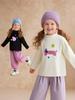 Roupas Infantis Amila 2026 Inverno Nova Camiseta Infantil Color Block com Desenho Gola Alta Meia Camada Base Ativa Infantil