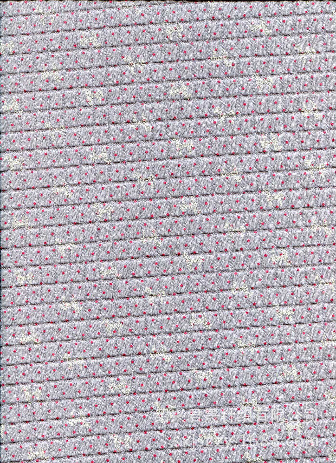 JS-KXM-0012小方格浅灰底印梅红点黑马802