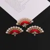 Estilo Antigo Leque Dobrável de Pérola Gotejamento de Óleo Liga de Liga Imitação Queimada Acessórios DIY Leque de Noiva Grampo de Cabelo Pingente de Agitar Passo Materiais Artesanais
