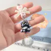 Cuerda para teléfono móvil J85 gatito de saludo colgante de bola de pelo con cuentas corazón de chica dulce cadena para teléfono móvil colgante de gato de dibujos animados