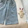 Jeans Casuales de Dibujos Animados Nuevos para Niñas para Primavera y Otoño 2026 con Bordado de Gato Lindo, Pantalones Rectos Modernos