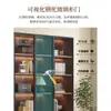 Gabinete de libros usados estilo retro personalizado puerta de vidrio exhibición gabinete de vino sala de estar del hogar estantería integrada de pared a techo mano