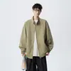Nueva Chaqueta de Algodón Puro para Hombre Primavera 2026, Top de Trabajo Rayado Vintage, Abrigo de Cuello Alto Texturizado de Manga Larga para Primavera y Otoño