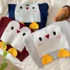 Suéter Redondo para Niños al por Mayor Estilo Coreano Dibujo Animado Pingüino Tejido Superior Pulóver Otoño Invierno para Niños Capa Base Ropa Infantil