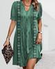 Vestido informal de verano 2023 con cuello en V y manga corta para mujer, estilo transfronterizo de Amazon, con costuras sueltas y estilo europeo y americano