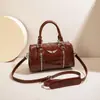 Bolso Cruzado de Hombro Casual de Moda para Mujer de Gran Capacidad en Cuero Encerado y Aceitado Estilo Europeo y Americano Bolso de Mano Sencillo para Mujer
