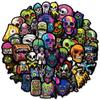 Adesivos Caveira Grimace Estilo Sombrio 50 Peças Transfronteiriço DIY Copo de Água Guitarra Skate Grafite Adesivos Impermeáveis