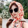 Bufanda Floral Roja Pequeña Estilo Pastoral 90 x 90 Bufanda Cuadrada Grande Pañuelo Triangular para Mujer Primavera y Otoño Chal Coreano Protector Solar