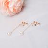 Aretes Clip Largos con Borla de Perlas de Agua Dulce en Forma de U, Estilo Nuevo, No Requieren Perforación, Simples y Elegantes, Efecto Adelgazante, Diseño de Bobina de Mosquito