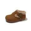 Zapatos de Moda para Niñas Estilo Coreano Estampado de Leopardo Gamuza Lana de Cordero Algodón 2026 Invierno Nuevos Suela Suave Zapatos Birkenstock para Niños Elegantes
