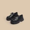 Zapatos de Cuero Pequeños Verano 2021 Nuevos Plataforma de Suela Gruesa Zapatos Negros Pequeños para Mujer Estilo Japonés Zapatos de Cuero de Punta Ancha Estilo Preppy Británico