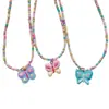 Collar Mariposa de Cuentas de Colores para Mujer Estilo de Lujo Ligero Diseño de Nicho Estilo Milenio Cadena de Cuello Dulce Fresco Accesorios de Collar para Mujer