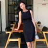 Atuando nova slim slim base pequena saia preta colete saia temperamento francês vestido de malha atacado