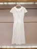 Shenzhen Nanyou alta costura feminina nova coleção de verão estilo casual elegante vestido branco de manga curta que afina a cintura