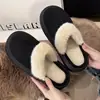 Chinelos de Algodão Estilo Retrô para Mulheres, Outono/Inverno, Dobráveis de Pelúcia, Forrados com Fleece, Quentes, Sola Grossa, Antiderrapantes, Para Uso em Casa e ao Ar Livre, Chinelos Peludos
