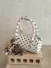 Bolso cilíndrico de lunares estilo coreano transfronterizo para mujer, bolso de mano de nicho dulce y fresco, bolso Boston vintage para hombro y bandolera