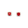 Pendientes Retro de Círculo Rojo con Circonita para Mujer, Pendientes Geométricos Exquisitos de Lujo Ligero de Nicho, Pendientes de Gama Alta que Realzan el Cutis, Venta al por Mayor