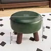Taburete Pequeño Giratorio de Madera Maciza con Cojín Suave para Niños, Silla de Uso Doméstico con Respaldo, Taburete Bajo Giratorio para Sala de Estar, Taburete para Cambiarse los Zapatos