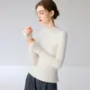 Suéter Tricô Baicai Velvet 100% Caxemira Pura Outono/Inverno Novo Estilo Gola Meia-Alta Listrado Tricô Sem Costura Peça Única Casual Versátil