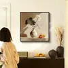Pintura Decorativa de Caqui Estilo Wabi-Sabi para Sala de Estar, Pintura Colgante de Pared de Fondo para Sofá Estilo Chino Nuevo, Arte de Pared Cuadrado de Alta Gama