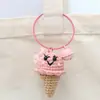 Pingentes de Boneca Crochê Feitos à Mão, Enfeites de Sorvete Crochê com Lã, Pingentes de Chaveiro Tricotados, Acessórios para Bolsa