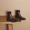 43 moda grossa com zíper de comércio exterior botas finas botas de meias retrô botas curtas 33 botas quadradas de temperamento elástico adulto