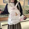 Mochila tipo bolso de mano con lazo de encaje estilo coreano 2026 nueva mochila de dibujos animados Rilakkuma mochila ligera para estudiante