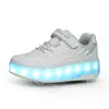 Zapatos para caminar de doble rueda caliente transfronterizos recargables para niños y adultos, zapatos de patinaje sobre ruedas con luces, tenis para hombre y mujer