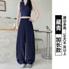 Calça feminina de verão nova estilo nylon secagem rápida, solta e relaxada, cintura alta, afina a silhueta, estilo terno, perna larga