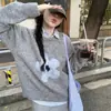 Suéter Pulóver de Cuello Redondo Estilo Coreano para Mujer Otoño Invierno 2026 Nuevo Perezoso Se Puede Usar Solo o en Capas Moda Versátil Top de Punto