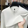 Camiseta de Manga Larga con Media Cremallera y Cuello Alto para Hombre del Sudeste Asiático, Color Sólido, Primavera Otoño, Capa Base, Suéter, Logo Personalizado de Gama Alta