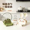 Estante de almacenamiento creativo, diseño de oso de dibujos animados lindo, soporte para tapas de ollas, estante para utensilios de encimera, organizador de tapas de ollas y tabla de cortar para encimera de cocina