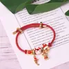 Pulseira da série Vermelha 2021 DIY Donut Chá com Leite Contas Pingente de Peixe Dourado Vermelho Pulseira
