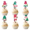 Decoração de Natal Amazon Toppers para Bolo Boneco de Neve Pinguim Gnomo Árvore de Natal Inserts para Cupcake Sobremesa