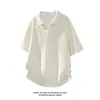 Camisa Polo com Textura de Espiga de Trigo, Marca Americana Retro Tendência, Legal e Estilosa para Adolescentes, Camiseta de Manga Curta Falsa de Duas Peças, Manga Longa