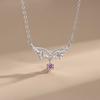 Collar de plata de ley s925 para mujer, estilo coreano, romántico, ligero, de lujo, con forma de gota de agua en polvo, circonita, diamante, cadena para clavícula, colgante de hoja fresca pequeña
