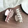 Pinza para el pelo de color liso para la parte posterior de la cabeza con lazo tridimensional de nácar, pinza de tiburón antideslizante multicolor para cabello largo para ir al trabajo