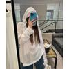 2025 Nueva Camiseta Blanca de Manga Larga para Primavera Temprana, Sudadera con Capucha de Encaje Bordado Holgada para Mujer, Camiseta Base, Sudadera, Blusa, Top