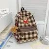 Mochila Escolar Estudante Xadrez Retrô Versão Coreana Ins Nicho Literário Mochila para Aluno do Ensino Fundamental Mochila Estudante de Cor Contrastante