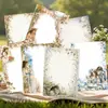 Papel de Material para História Retrô Série de Molduras Florais Rima Rasa Figuras Vintage Base para Decoração DIY Feita à Mão 20 Folhas 6 Estilos