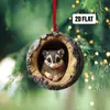 Coruja Transfronteiriça Decorações de Natal de Animais Pingentes para Árvore de Natal Pingentes Planos de Acrílico Pingentes para Carro