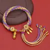 Pulsera Tanka del Tíbet Colgante DIY del Tíbet Joyería Tejida a Mano Pulsera de Reencarnación Estilo Étnico Cuerda Multicolor