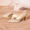 Sapatos de Casamento Vermelhos para Mulheres, Traje Xiuhe, Sapatos de Salto Agulha Dupla Uso para Noivas, Novos Sapatos de Salto Grosso para Vestido Chinês 2025