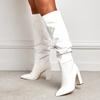 En stock-Botas de Invierno 2024 para Mujer, Estilo Europeo y Americano, con Tacón Grueso Puntiagudo, Hasta la Rodilla