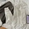 Meias Femininas Brancas Sem Costura com Renda em Formato de Coração Estilo Japonês, Meias de Algodão Folgadas, Meias Japonesas Fofas Estilo Ballet